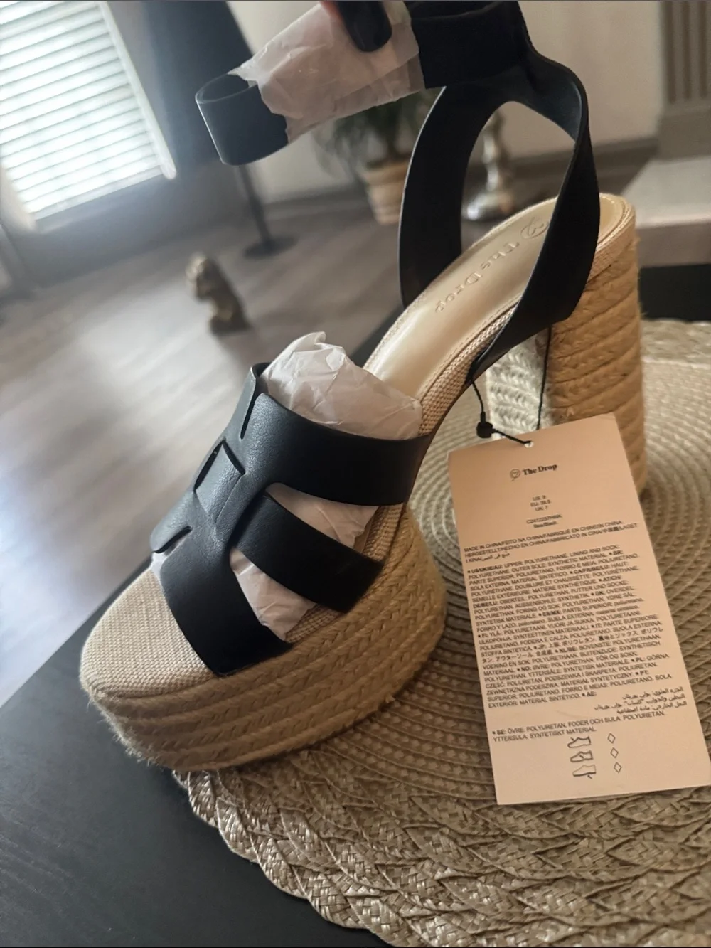 🔥NEW! The Drop Women's Heels Duchess Raffia Buckle Strap Platform Sandal Size 9